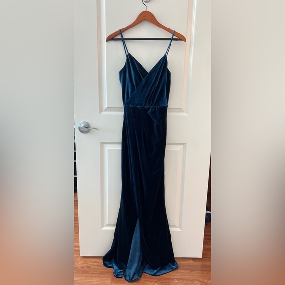 asos sage bridesmaid dress Myra Elegant Square Sheath Long Velvet Bridesmaid Dresses, Plum main image 1